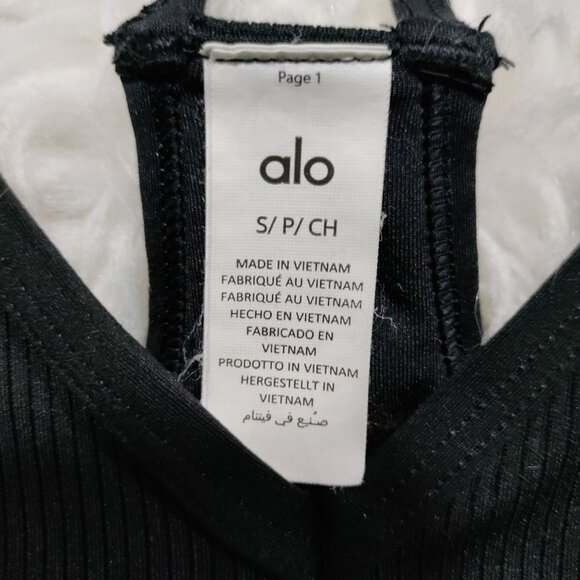 Alo Activewear Black Ribbed Polyester/Elastane Sports Bra Women's Size Small - Picture 5 of 8